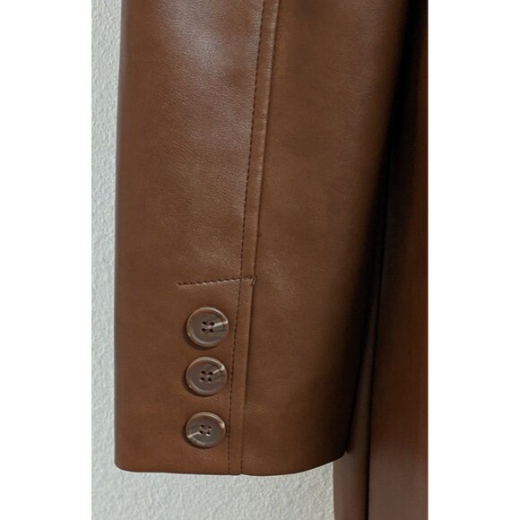 With The Girls By Avec Les Filles Brown Faux Leather Vegan Trench Coat Size M - Picture 8 of 13